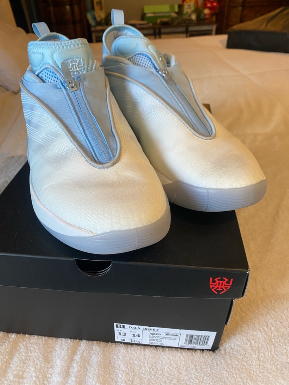 Adidas D.O.N. Issue 7 Basketball Sneakers in Light Blue and White